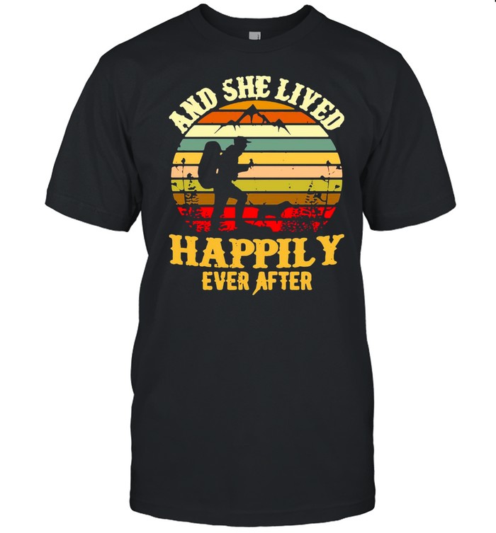 Hiking And She Lived Happily Ever After Vintage Retro shirt