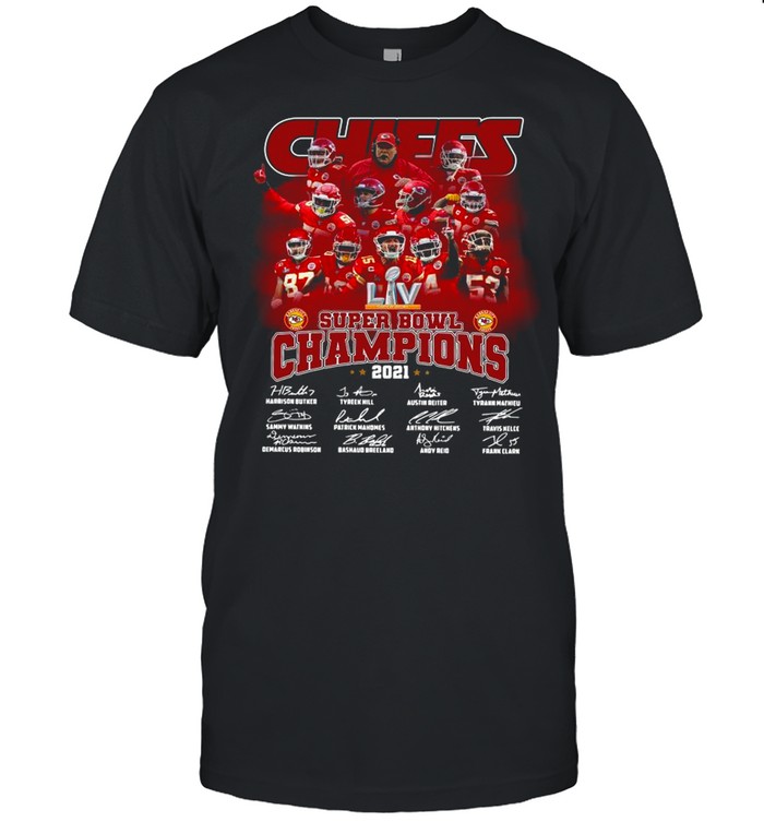 Kansas City Chiefs Super Bowl Champions signatures 2021 shirt