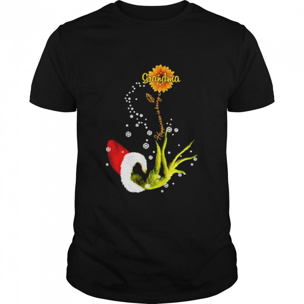 Grinch happiness is being a grandma sunflower shirt