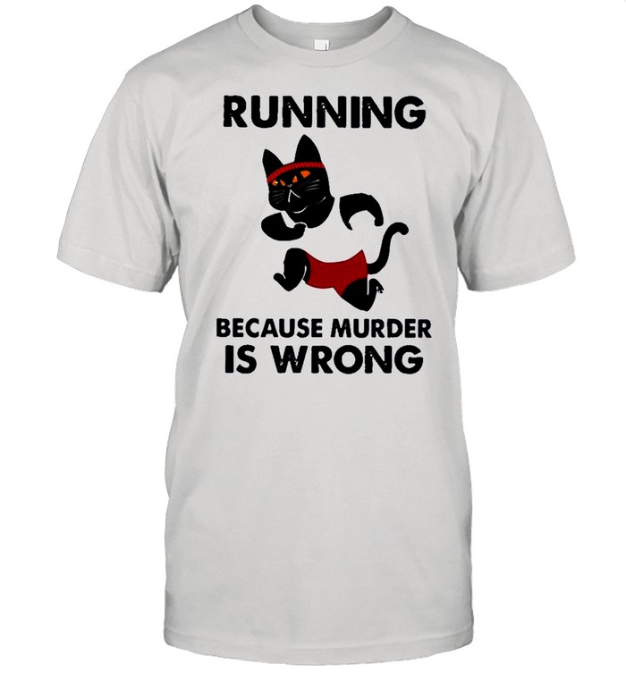 Black Cat running because murder Is wrong shirt Classic Men's T-shirt