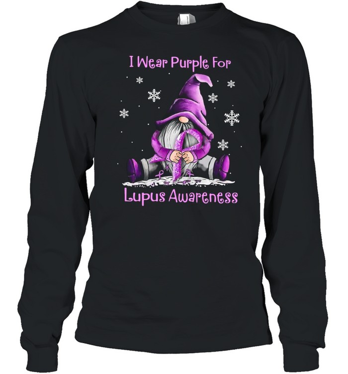 The Gnome I Wear Purple For Lupus Awareness shirt Long Sleeved T-shirt