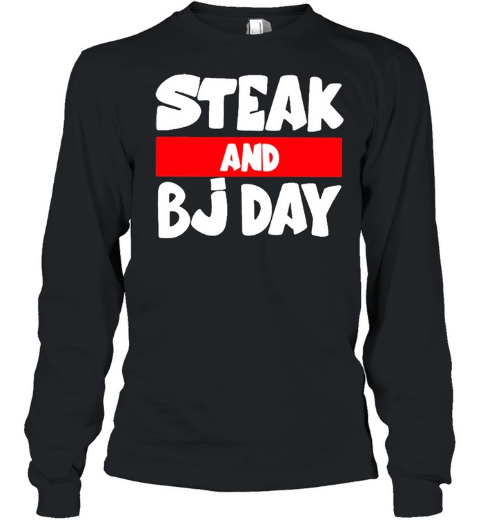 Mens White Steak & BJ Day T Shirt Funny Holiday T Shirt