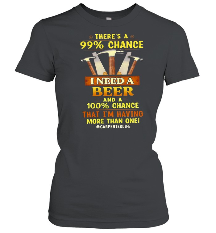 There’s A 99 Chance I Need A Beer And A 100 Chance That I’m Having More Than One #Carpenterlife T-shirt Classic Women's T-shirt