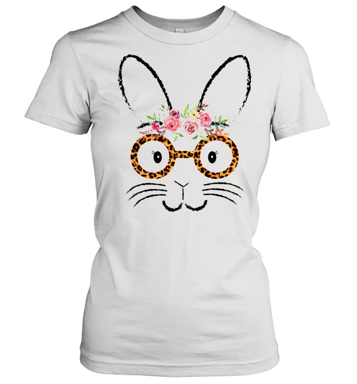 Easter Day Leopard Face Bunny Glasses Eggs Rabbit shirt Classic Women's T-shirt