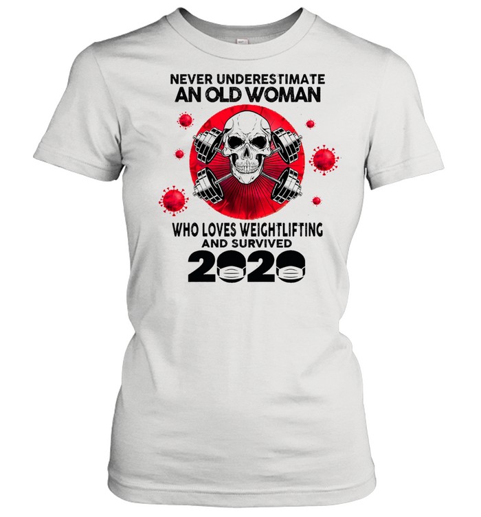 Skull never underestimate an old woman who loves weightlifting and survived 2020 shirt Classic Women's T-shirt