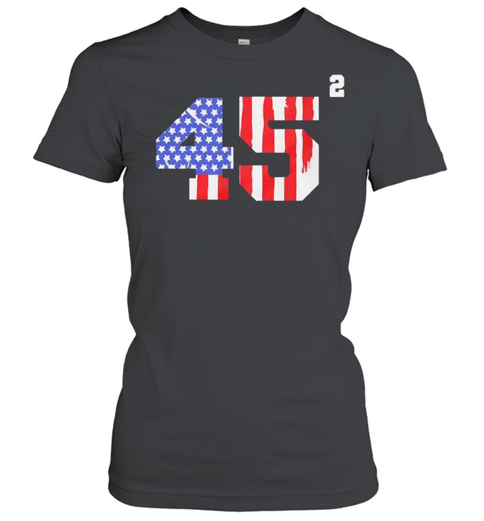 Trump 2024 45 squared second team American flag shirt Classic Women's T-shirt
