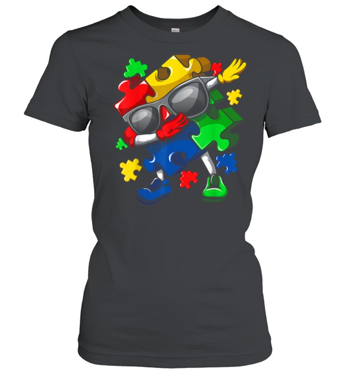 Dabbing Puzzle Pieces Autism Awareness Boys Girls shirt Classic Women's T-shirt