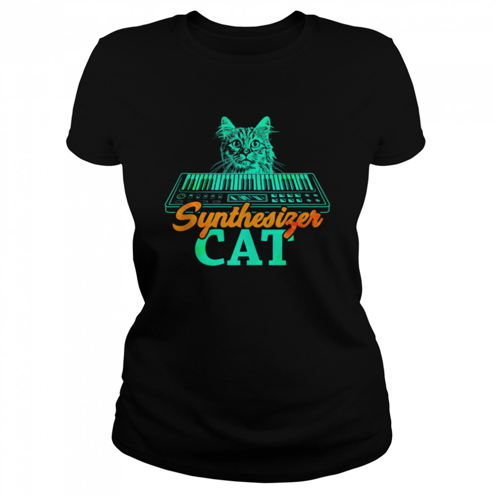 Digital Analog Drum Machine Synthesizer Player Cat shirt Classic Women's T-shirt