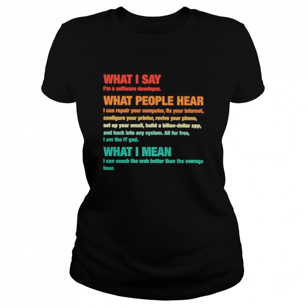 What I say Im a software developer what people hear shirt Classic Women's T-shirt