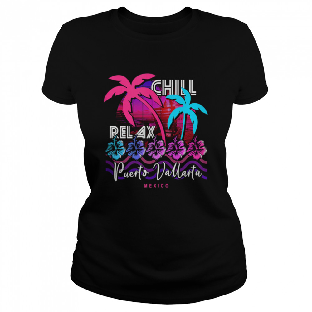 Retro Puerto Vallarta Mexico Vaporwave Aesthetic Beach 80s shirt Classic Women's T-shirt