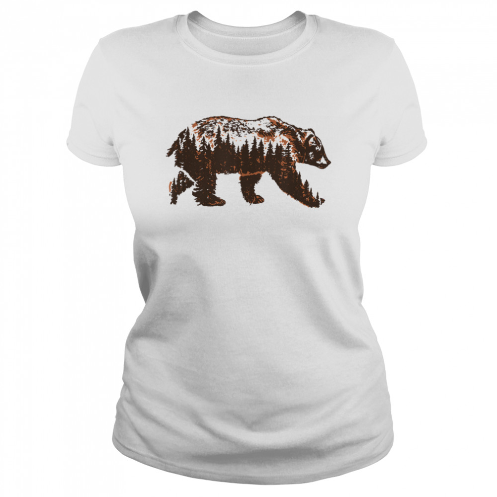 Bear of a Forest Vintage Grizzly & Trees Illustration Nature shirt Classic Women's T-shirt