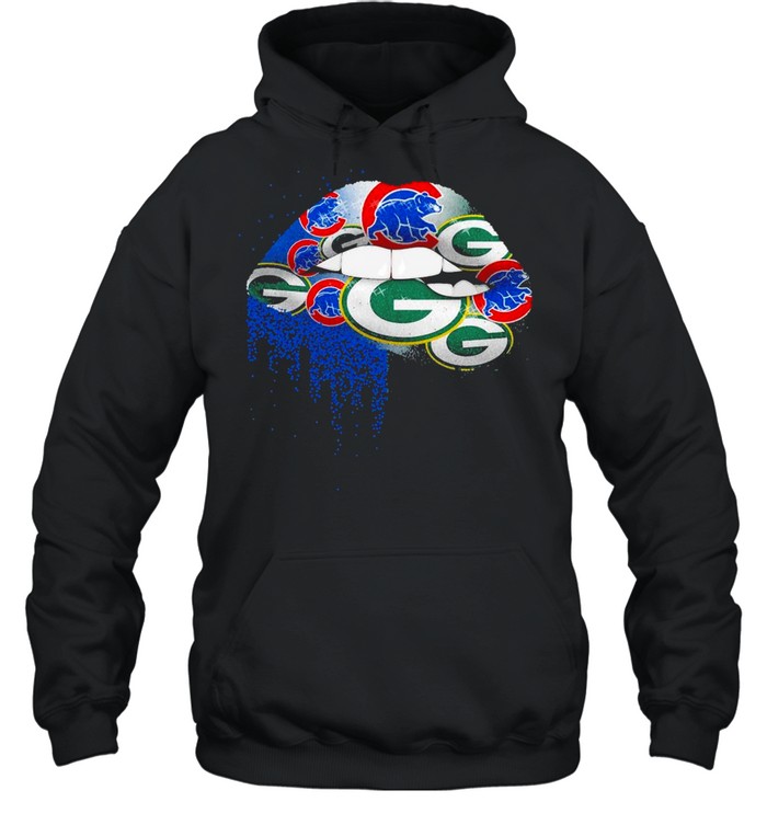 NFL Green Bay Packers and chicago cubs ipad Lips logo shirt