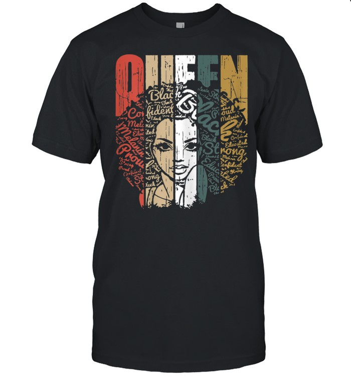 Vintage Retro Black Proud Queen Strong Educated shirt
