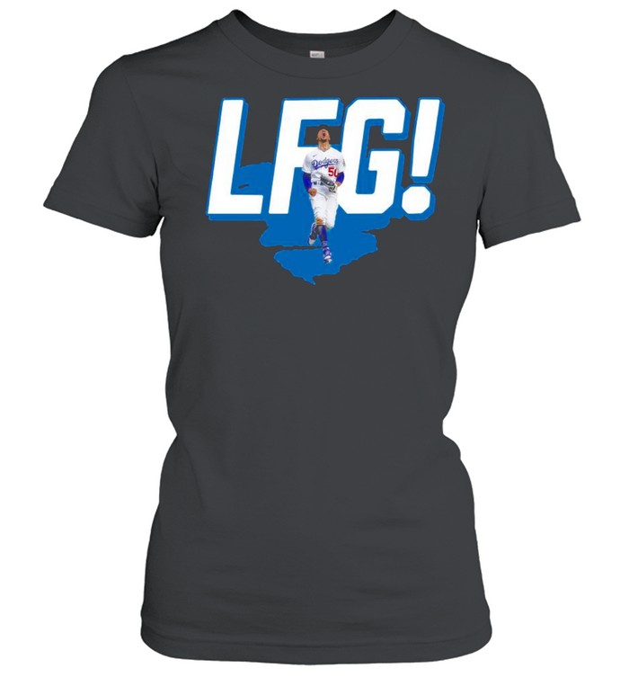Shedd Shirts Blue Dodgers Mookie Logo Ladies V-Neck T-Shirt Adult