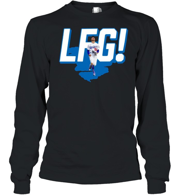 Men's Majestic Threads Mookie Betts Royal Los Angeles Dodgers Softhand Player Long Sleeve Hoodie T-Shirt