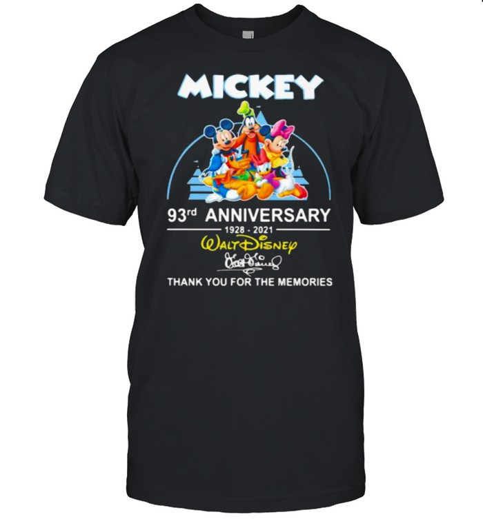 Mickey 93rd Anniversary 1928 2021 Walt Disney Thank You For The memories Signature Shirt
