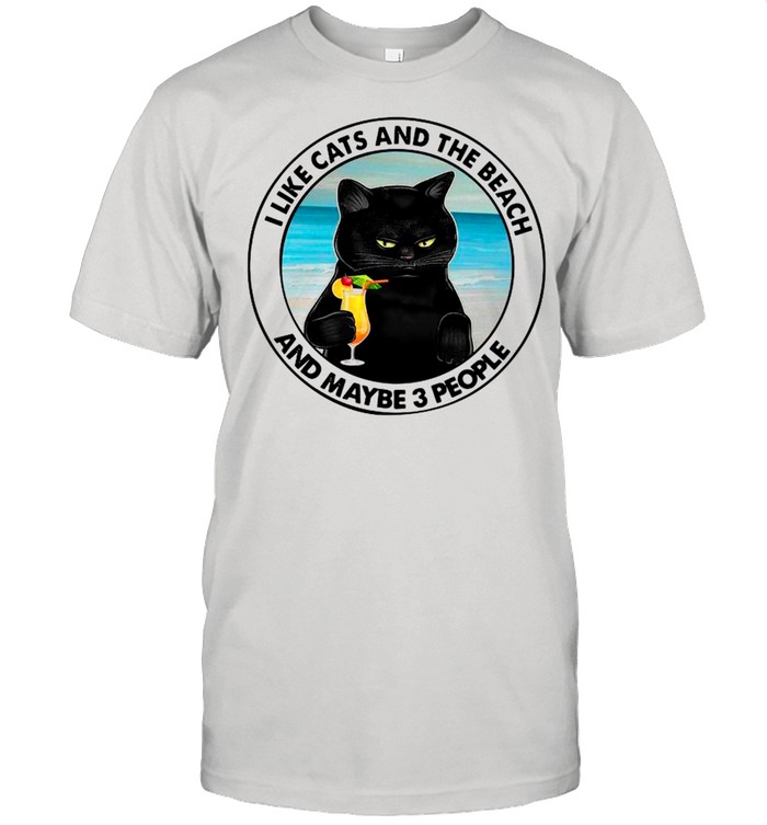 Black Cat I Like Cats And Beach And Maybe Three People shirt Classic Men's T-shirt