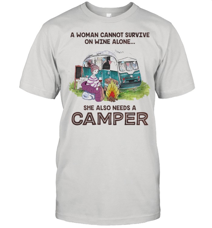 A woman cannot survive on wine alone she also needs a camper shirt Classic Men's T-shirt