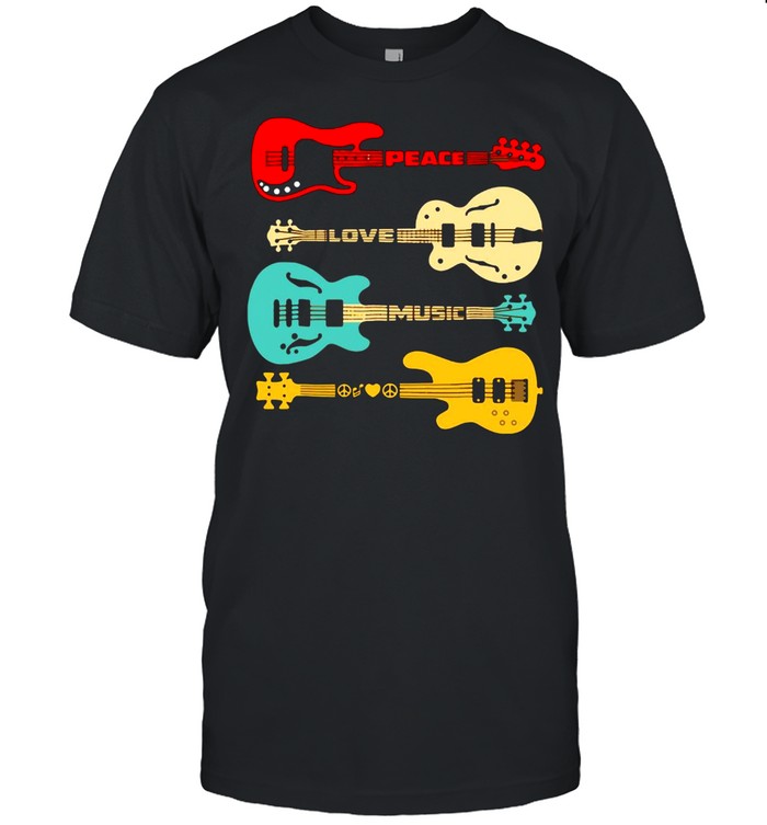Peace Love Music Bass Guitar T-shirt Classic Men's T-shirt
