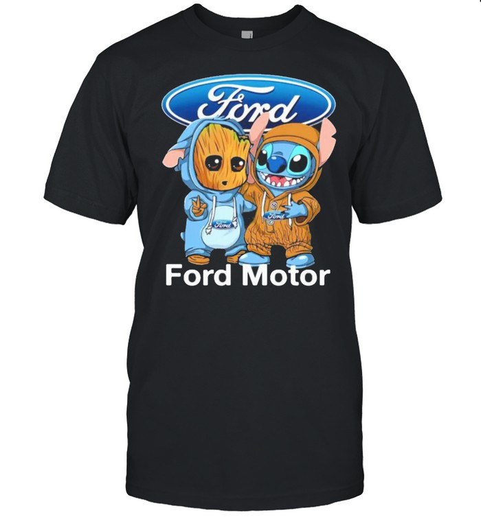 Baby Groot And Baby Stitch With Ford Motor Logo  Classic Men's T-shirt