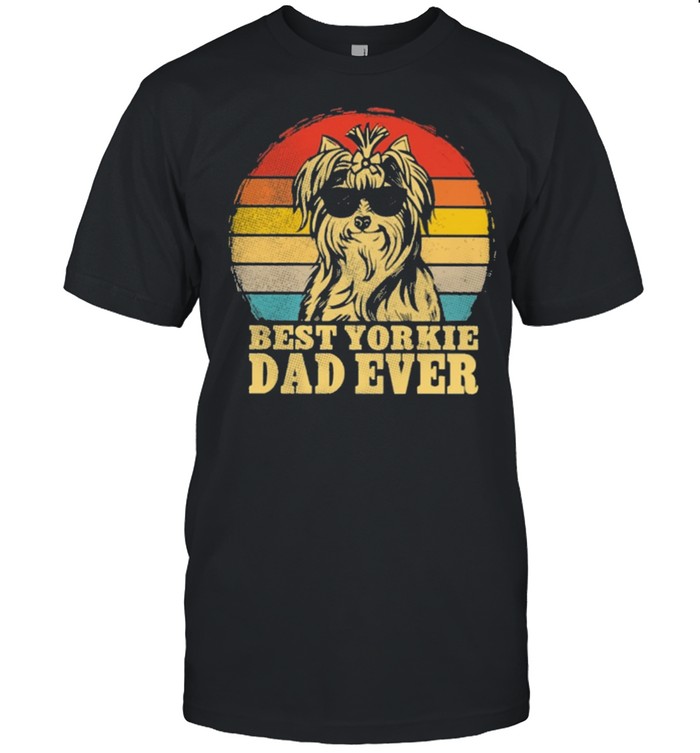 Best Yorkie dad ever sunset retro shirt Classic Men's T-shirt