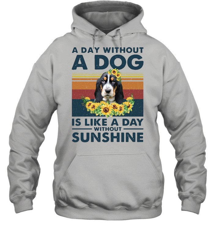 A Day Without A Dog Is Like A Day Without Sunshine Basset Hound Vintage Unisex Hoodie