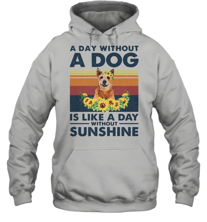 A Day Without A Dog Is Like A Day Without Sunshine Red Heeler Vintage Unisex Hoodie
