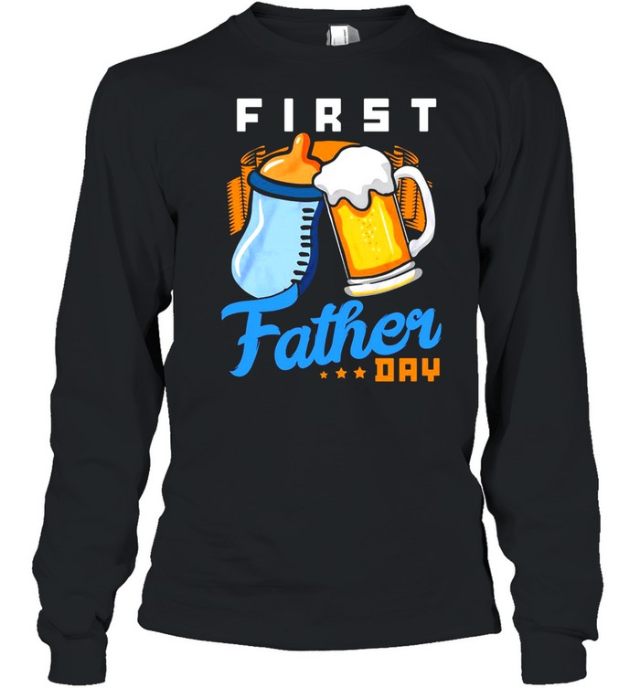 First Father’s Day Beer Milk Toasting T-shirt Long Sleeved T-shirt