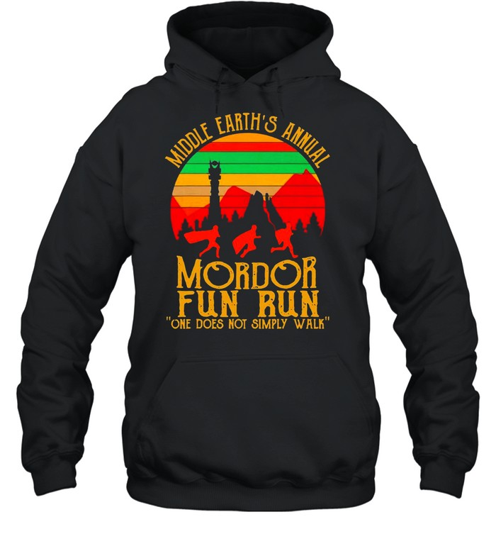 Good Mordor Fun Run One Does Not Simply Walk Vintage Retro T-shirt Unisex Hoodie