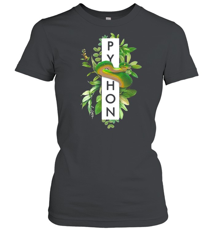 Green Tree Python Tropical Plant Print T-shirt Classic Women's T-shirt