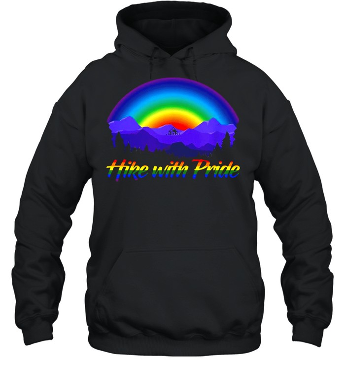 Hike With Pride Rainbow Sunset T-shirt Unisex Hoodie