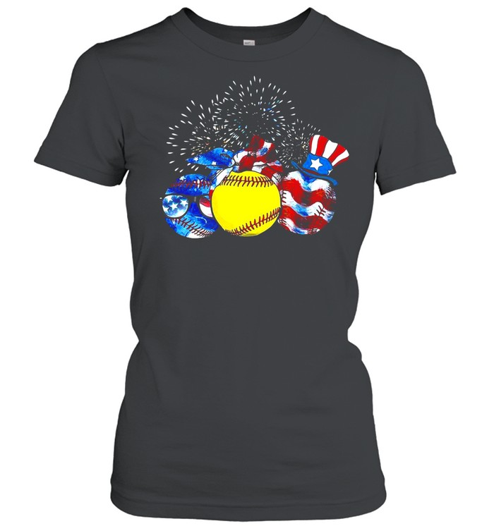Softball American Flag Independence Day T-shirt Classic Women's T-shirt