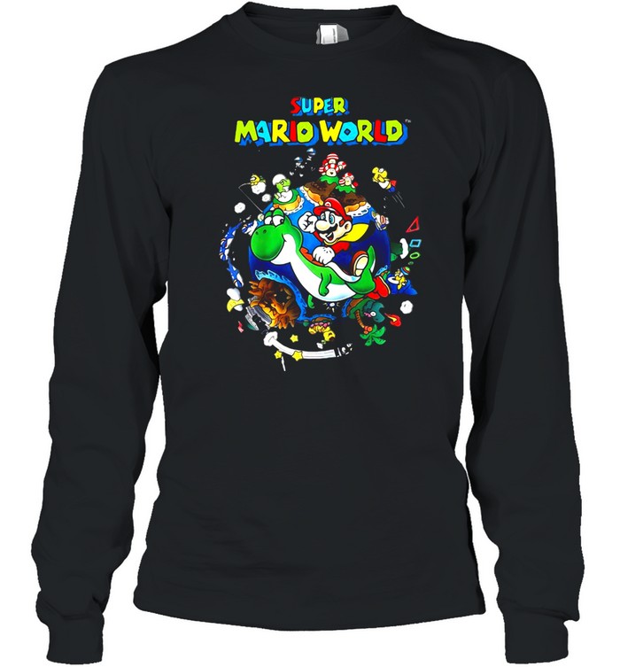 Super Mario World Yoshi And Mario Around The World Raglan Baseball T-shirt Long Sleeved T-shirt