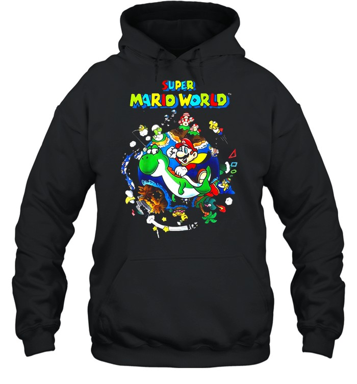 Super Mario World Yoshi And Mario Around The World Raglan Baseball T-shirt Unisex Hoodie