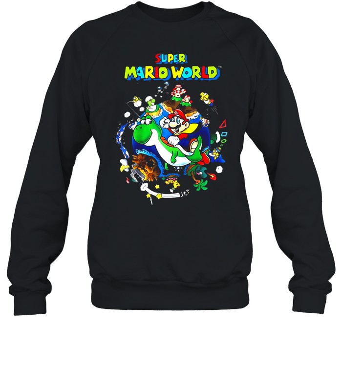 Super Mario World Yoshi And Mario Around The World Raglan Baseball T-shirt Unisex Sweatshirt