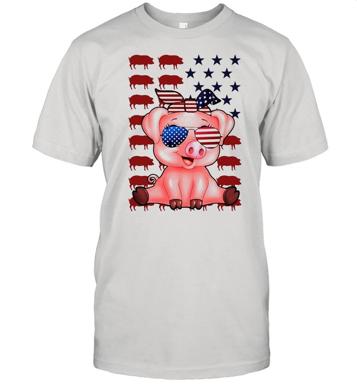 American Flag Pig Independence day Farmer T-shirt