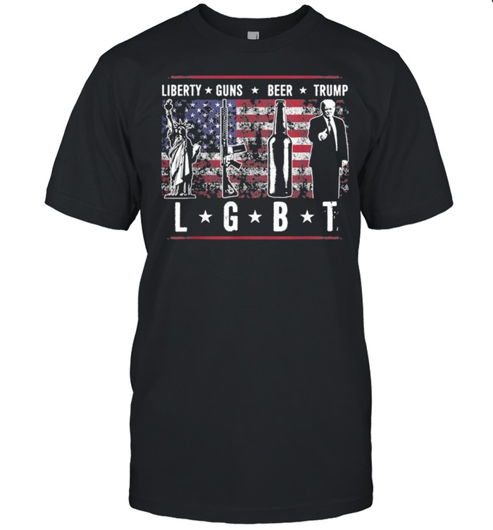 Liberty guns beer Trump lgbt American flag shirt