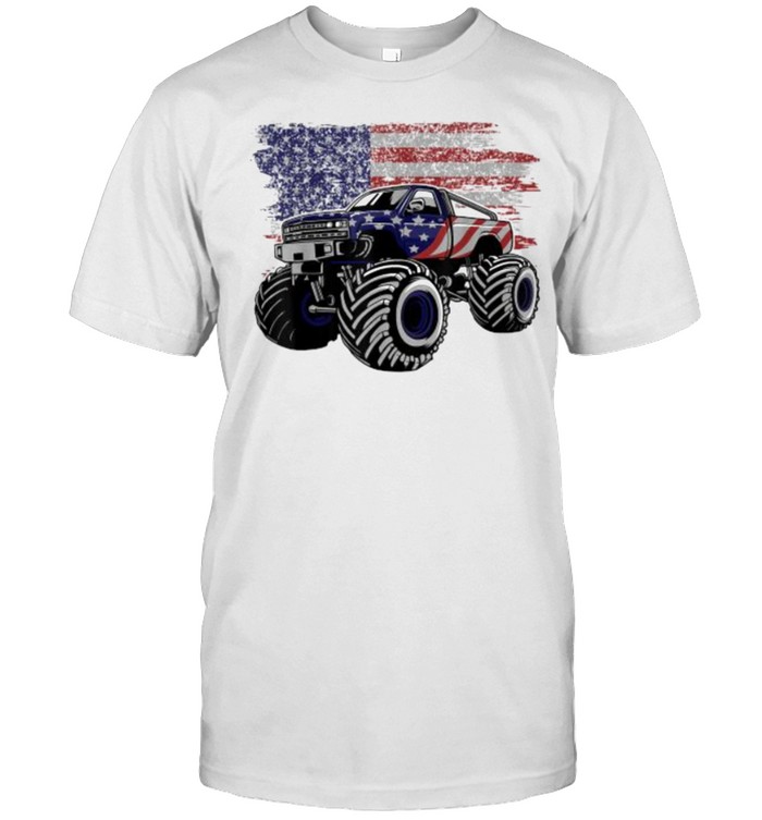 American Flag Monster Truck Lovers 4th Of July Monster Truck T- Classic Men's T-shirt