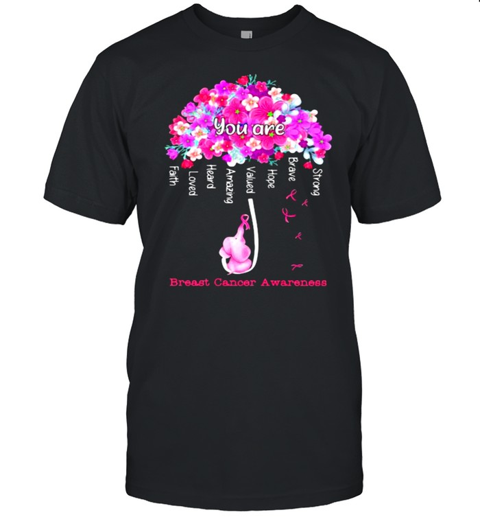 You Are Strong Breast Cancer Awareness Elephant Flower Classic Men's T-shirt