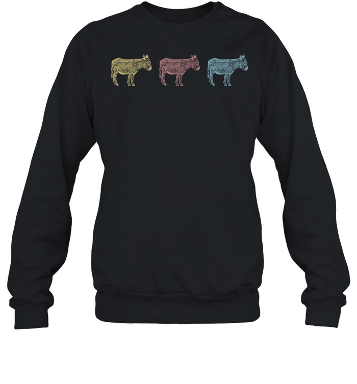 Drei Retro Esel Zwergesel Eselchen mit Wuschelfell shirt Unisex Sweatshirt