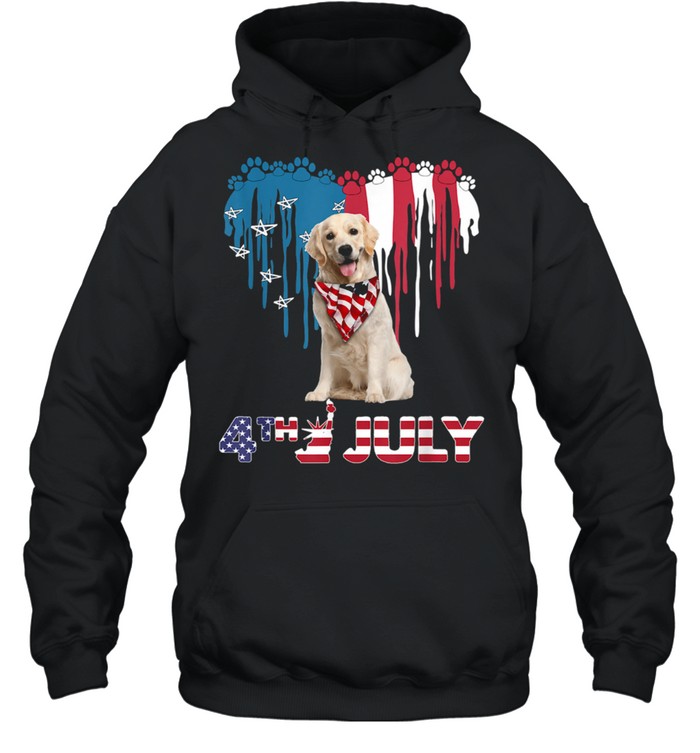 Heart American Golden Retriever the 4th of July shirt Unisex Hoodie