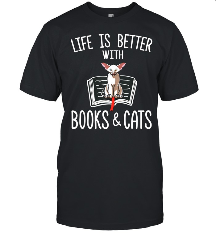 LIfe Is better With Books & Cats Oriental Shorthair shirt Classic Men's T-shirt