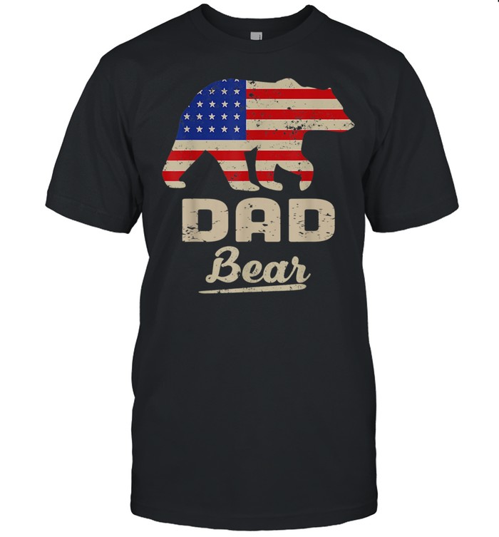 Dad Bear American Flag Distress Fathers Day shirt