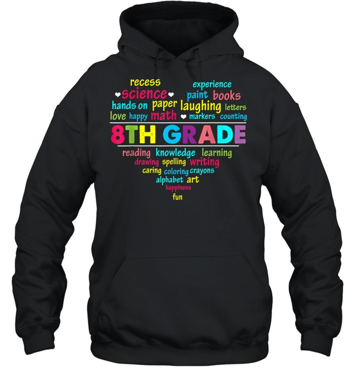 Heart 8th Grade Team Teacher Student Back To School shirt Unisex Hoodie