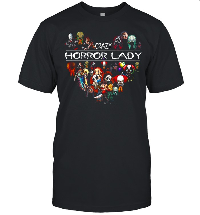 Crazy horror lady heart horror characters shirt