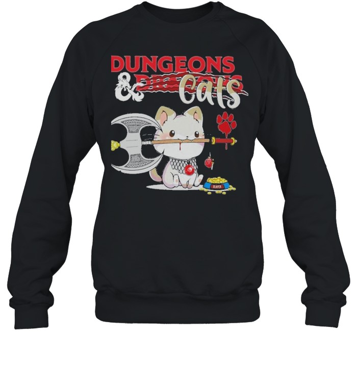 Dungeons dragon and cat shirt Unisex Sweatshirt