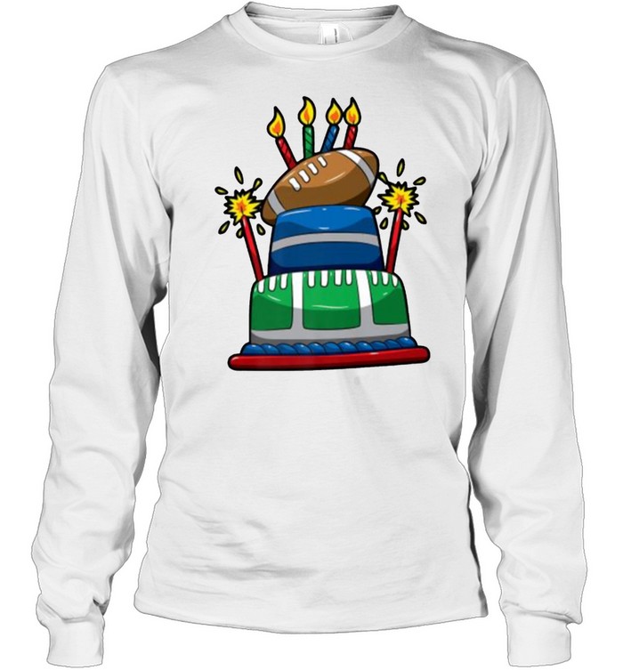 Football Happy Birthday Cake Football Bday Party Premium T- Long Sleeved T-shirt