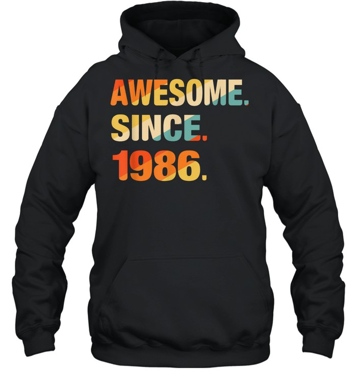 Gift For 35 Years Old Awesome Since 1986 35th Birthday Retro shirt Unisex Hoodie