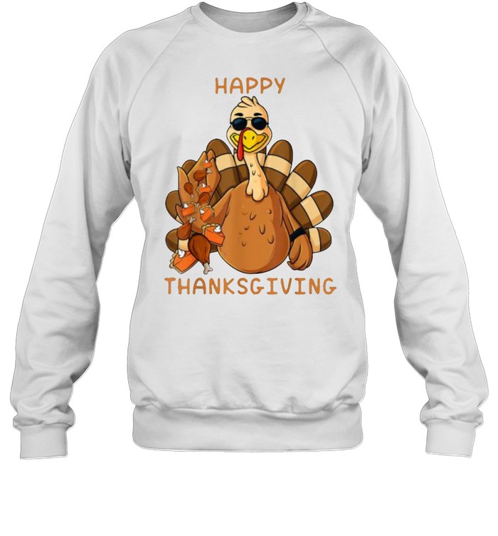 Happy Thanksgiving Turkey Throwing Food T- Unisex Sweatshirt