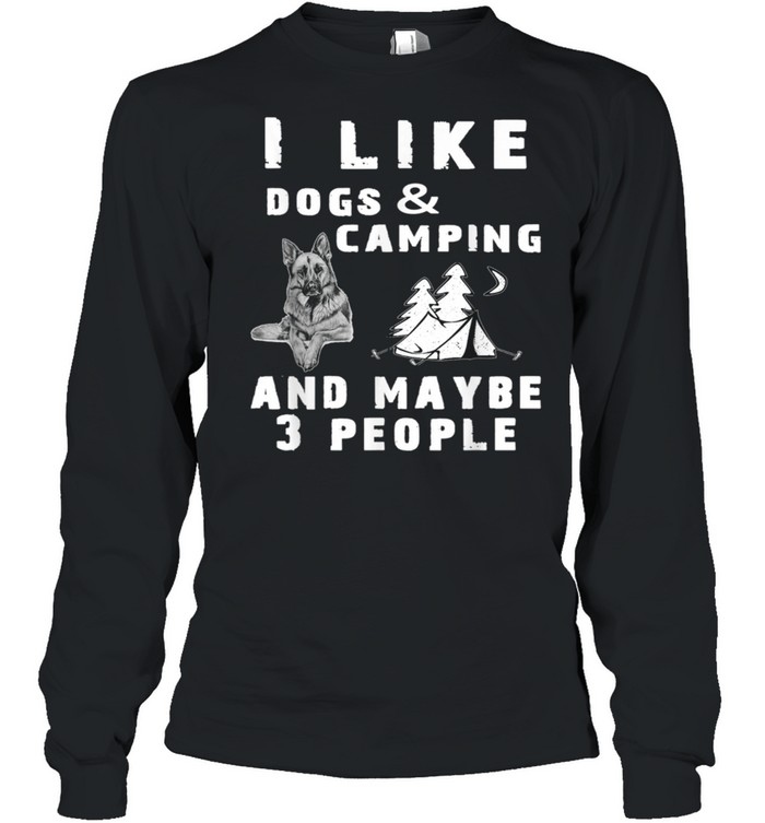 I Like Dogs Camping 3 People Pet Friend Outdoor Grunge Retro shirt Long Sleeved T-shirt